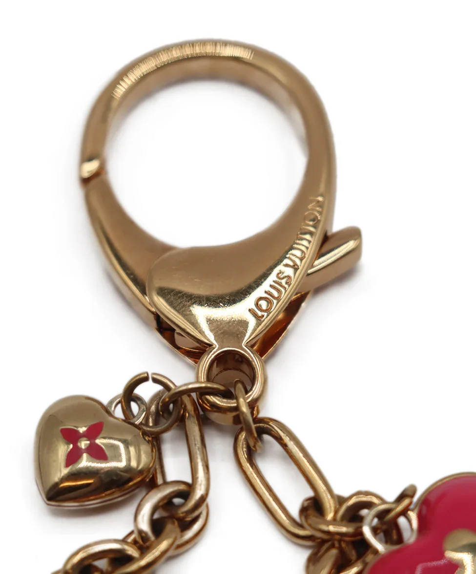Louis Vuitton Gold & Pink Heart Bag Charm - Image 4