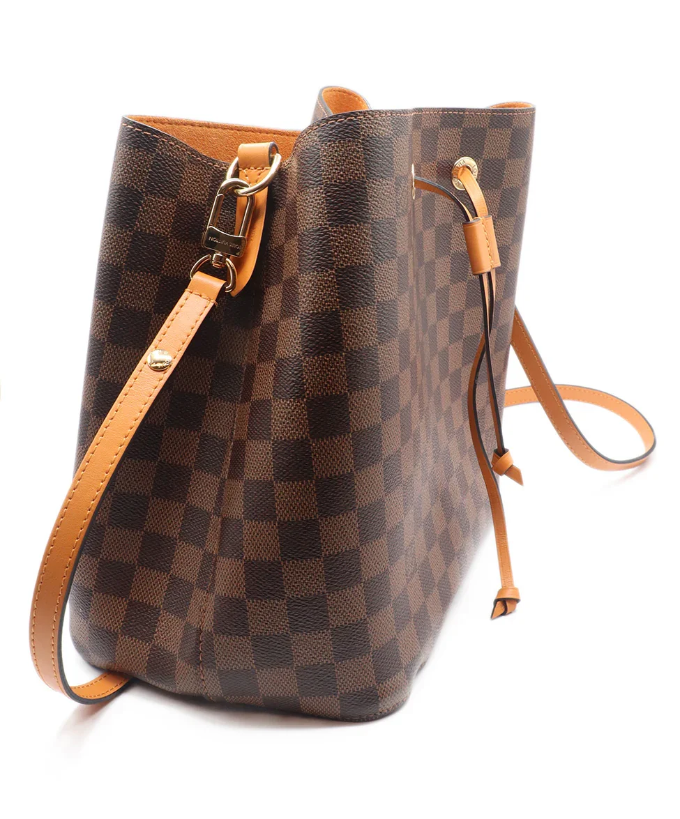Louis Vuitton Leather Brown Tan & Monogram Drawstring Handbag - Image 2