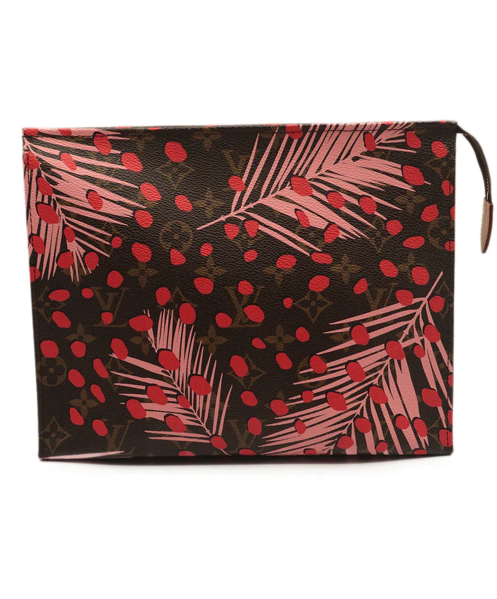 Louis Vuitton Pink & Red Jungle Print Toiletry Pouch - Image 5