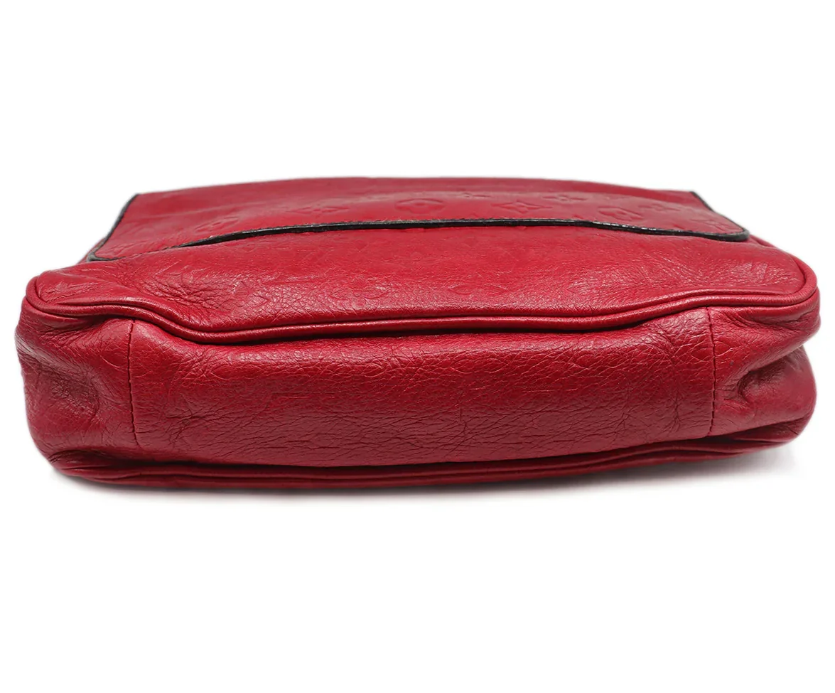 Louis Vuitton Red Leather Gold Lock Trim Clutch - Image 4