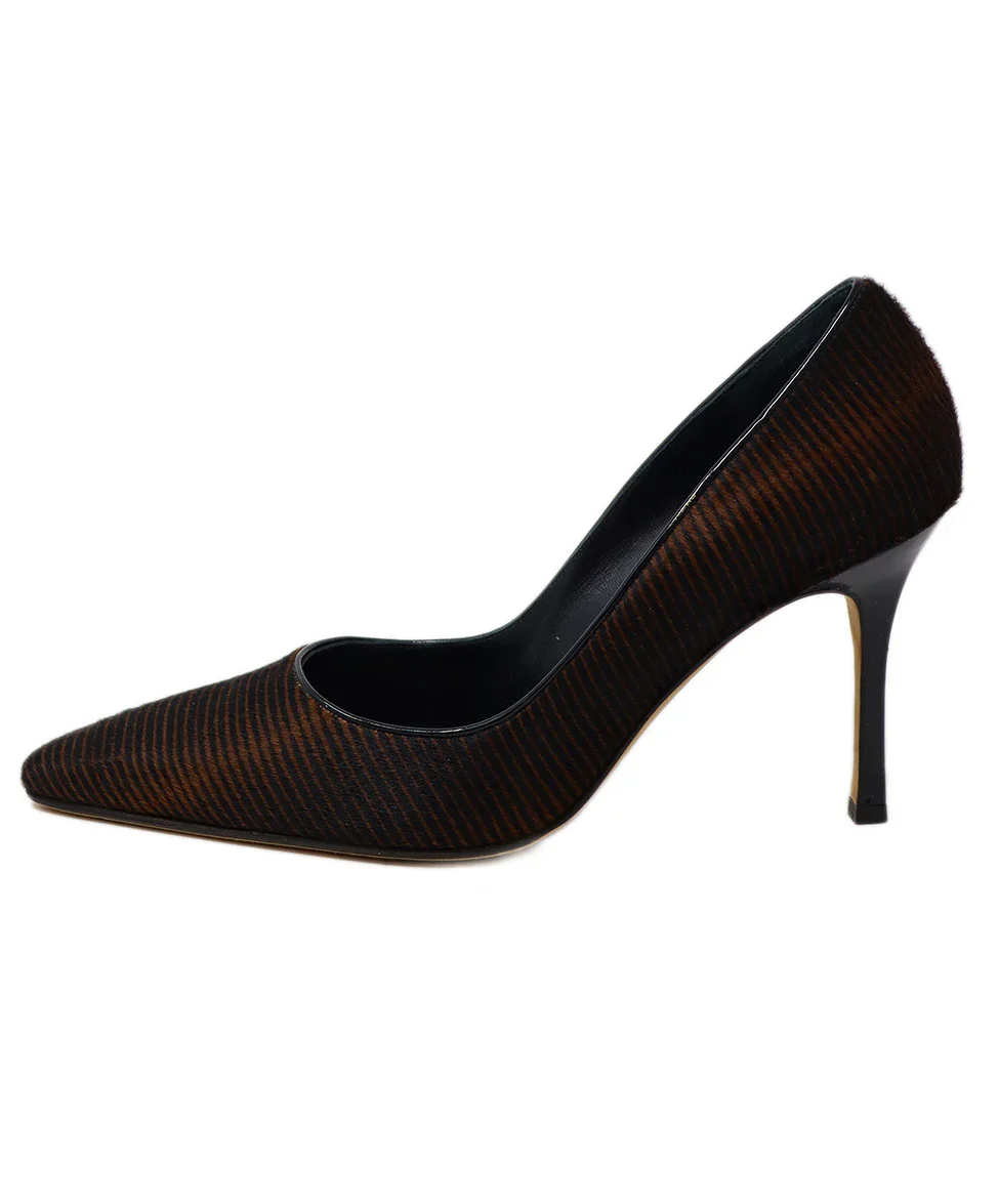 Manolo Blahnik Brown & Black Fur Heels sz 11 - Image 2