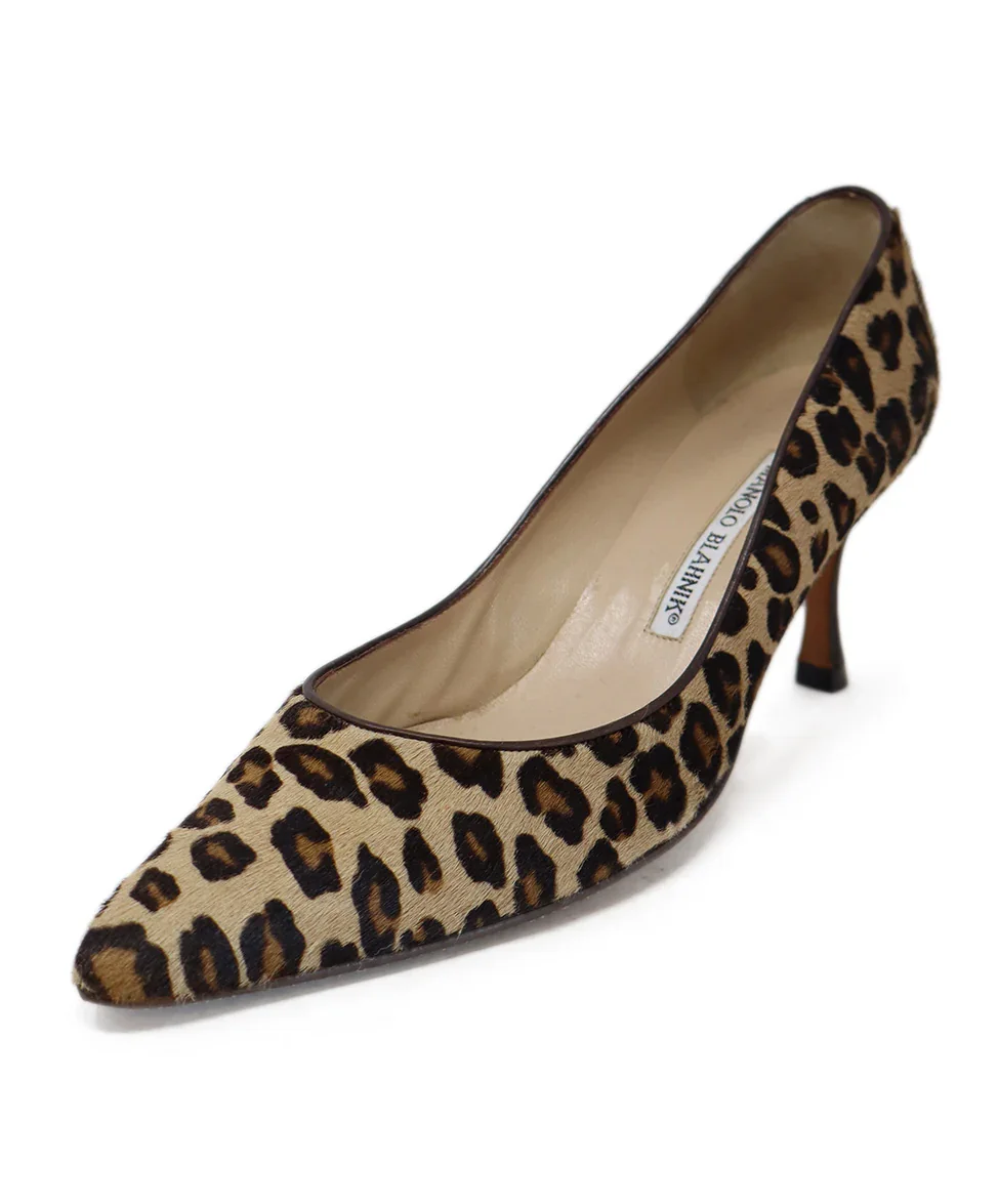 Manolo Blahnik Leopard Print Fur Heels sz 8