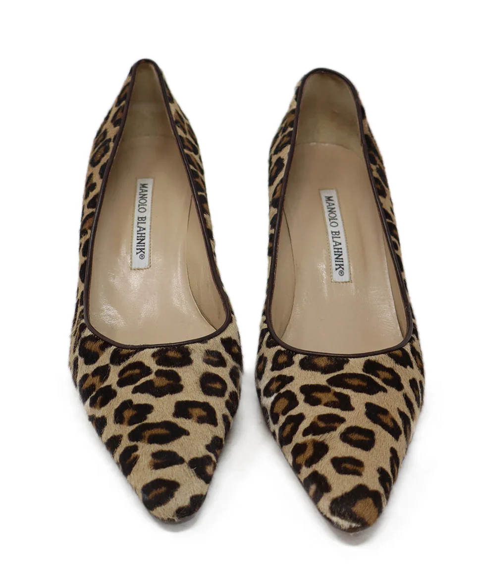 Manolo Blahnik Leopard Print Fur Heels sz 8 - Image 4