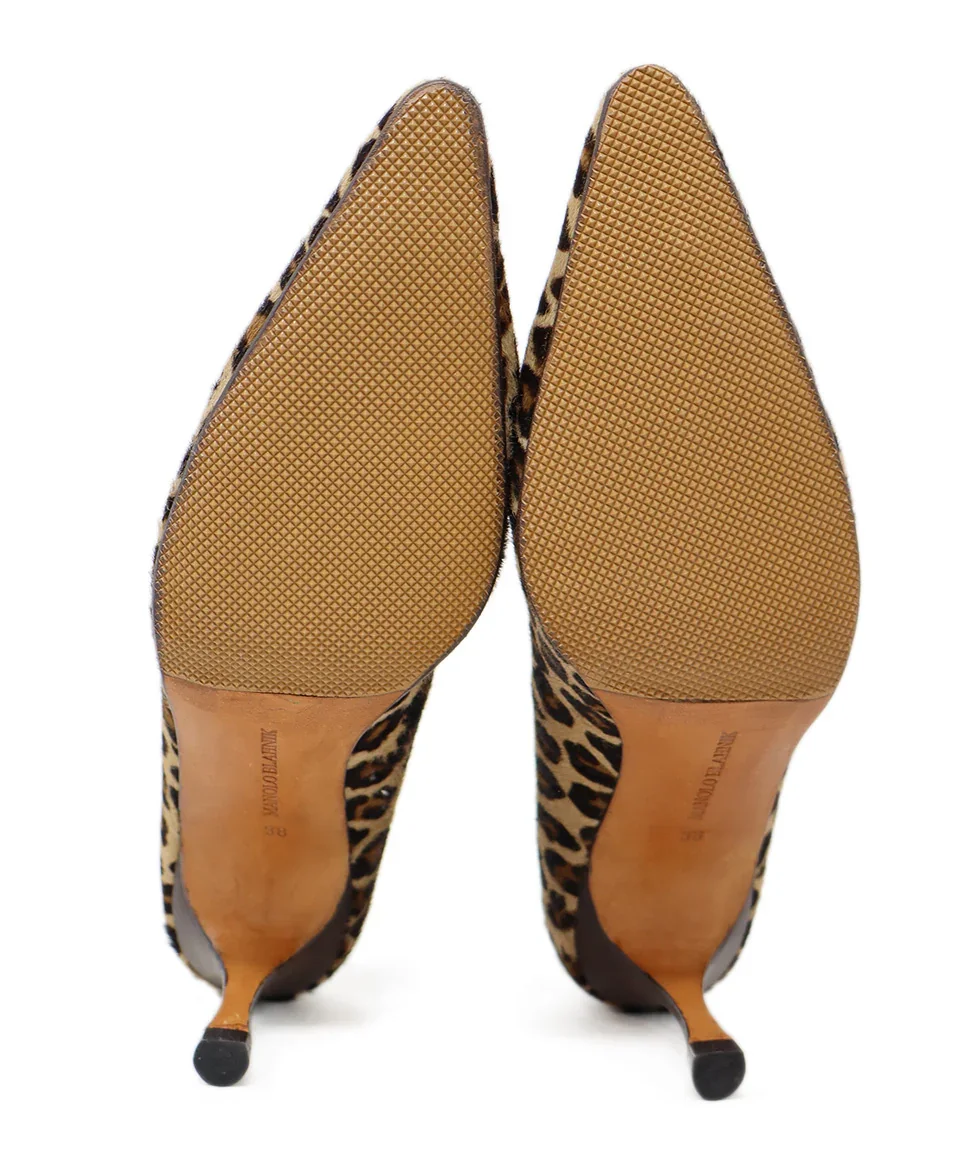 Manolo Blahnik Leopard Print Fur Heels sz 8 - Image 5