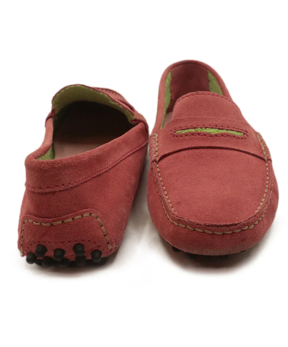 Manolo Blahnik Pink & Green Suede Loafers sz 7 - Image 3