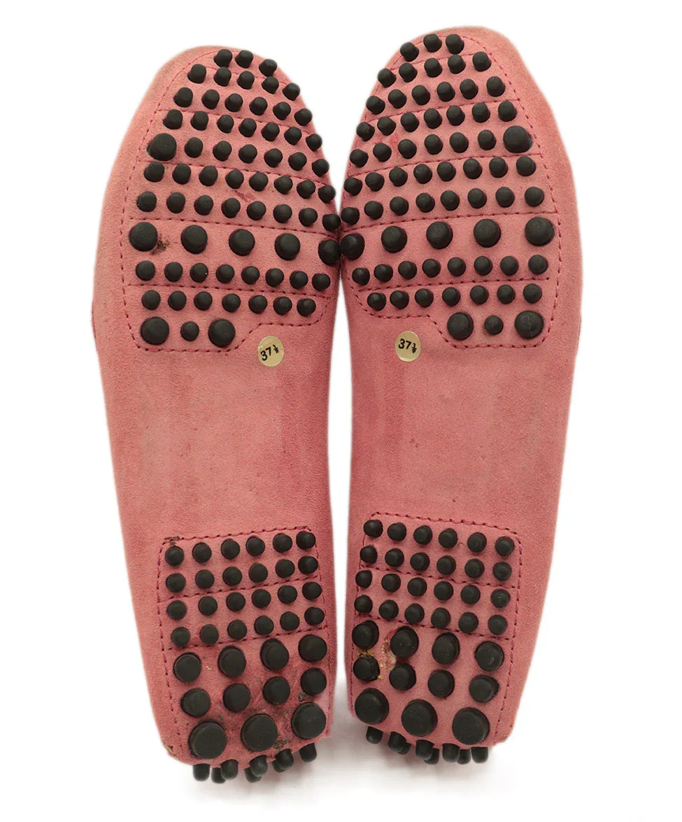 Manolo Blahnik Pink & Green Suede Loafers sz 7 - Image 5