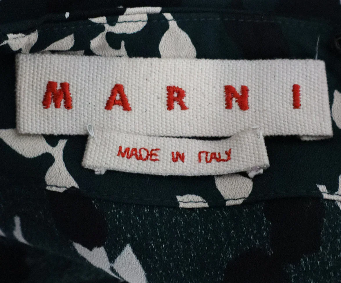 Marni Green White Print Viscose Top sz 4 - Image 4