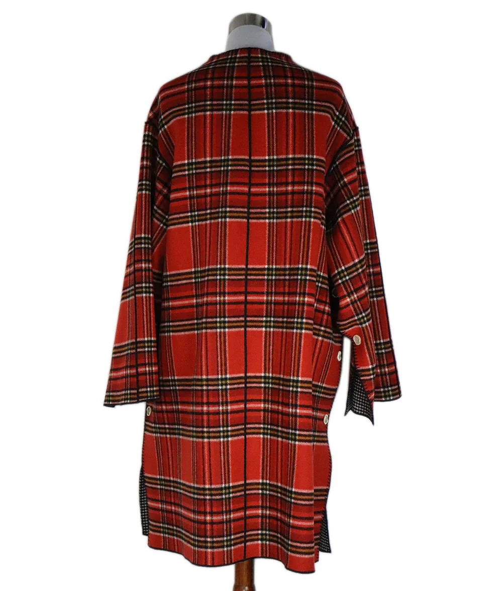 Marni Reversible Red Plaid & Blk/Wht Check Wool Coat sz 6 - Image 3