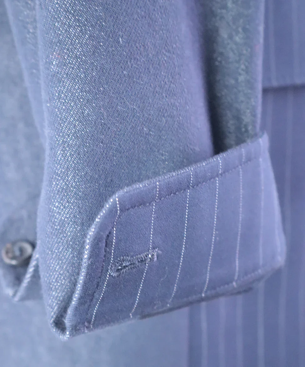 Max Mara Blue Navy Wool Cotton Pinstripe Denim Jacket sz 12 - Image 6