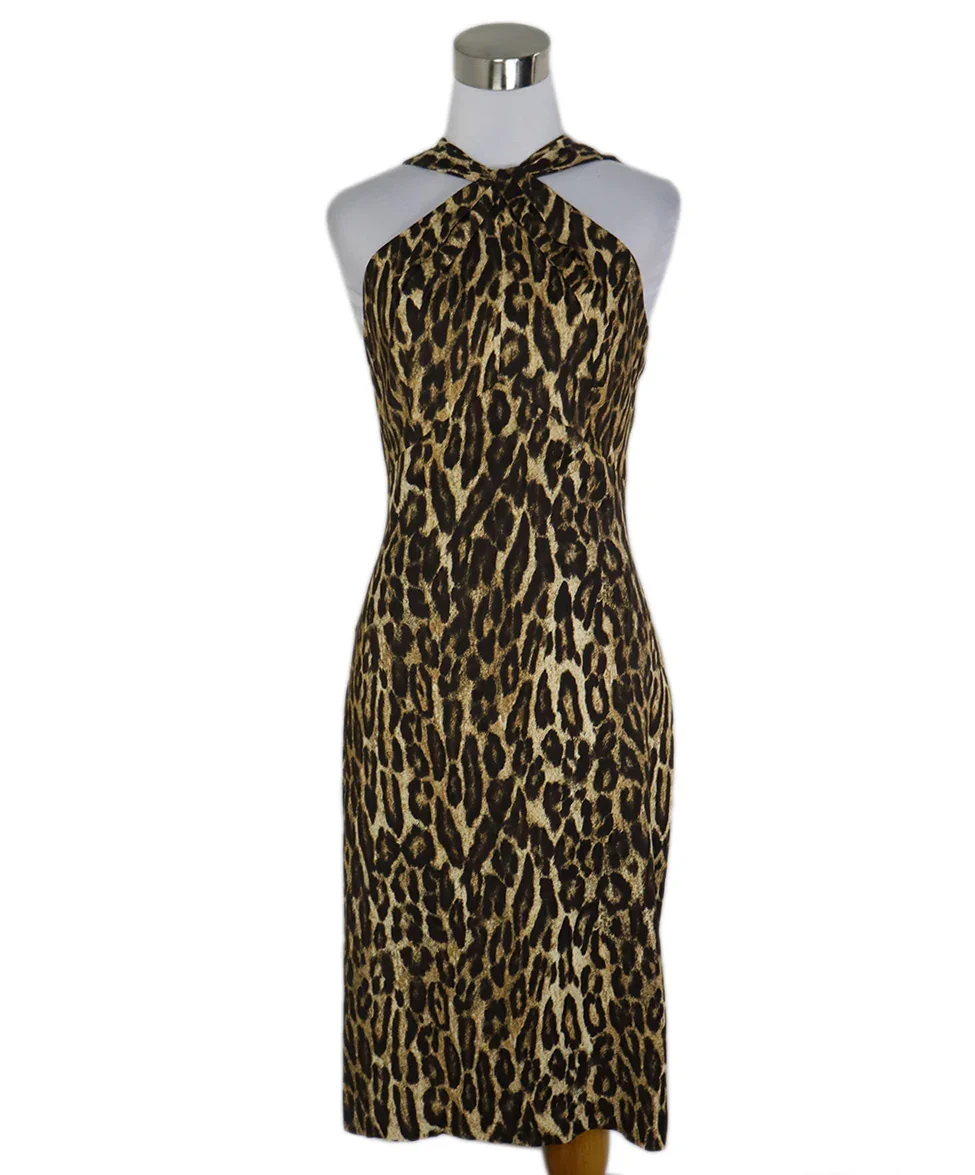 Michael Kors Brown Leopard Rayon Dress sz 6