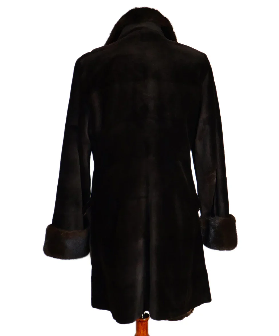 Michael Kors Brown Sheared Mink Coat sz 2 - Image 3