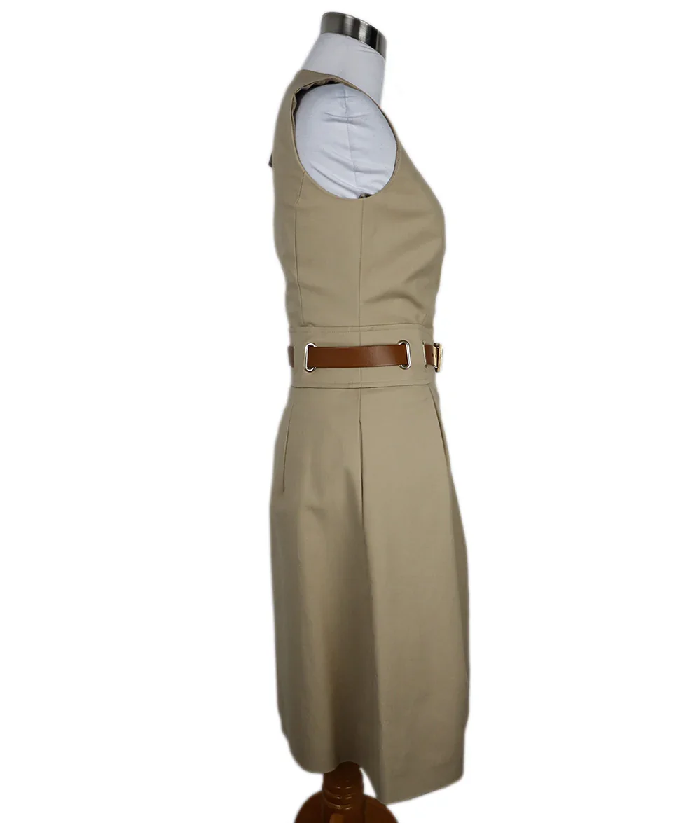 Michael Kors Tan & Brown Leather Belt Dress sz 2 - Image 2