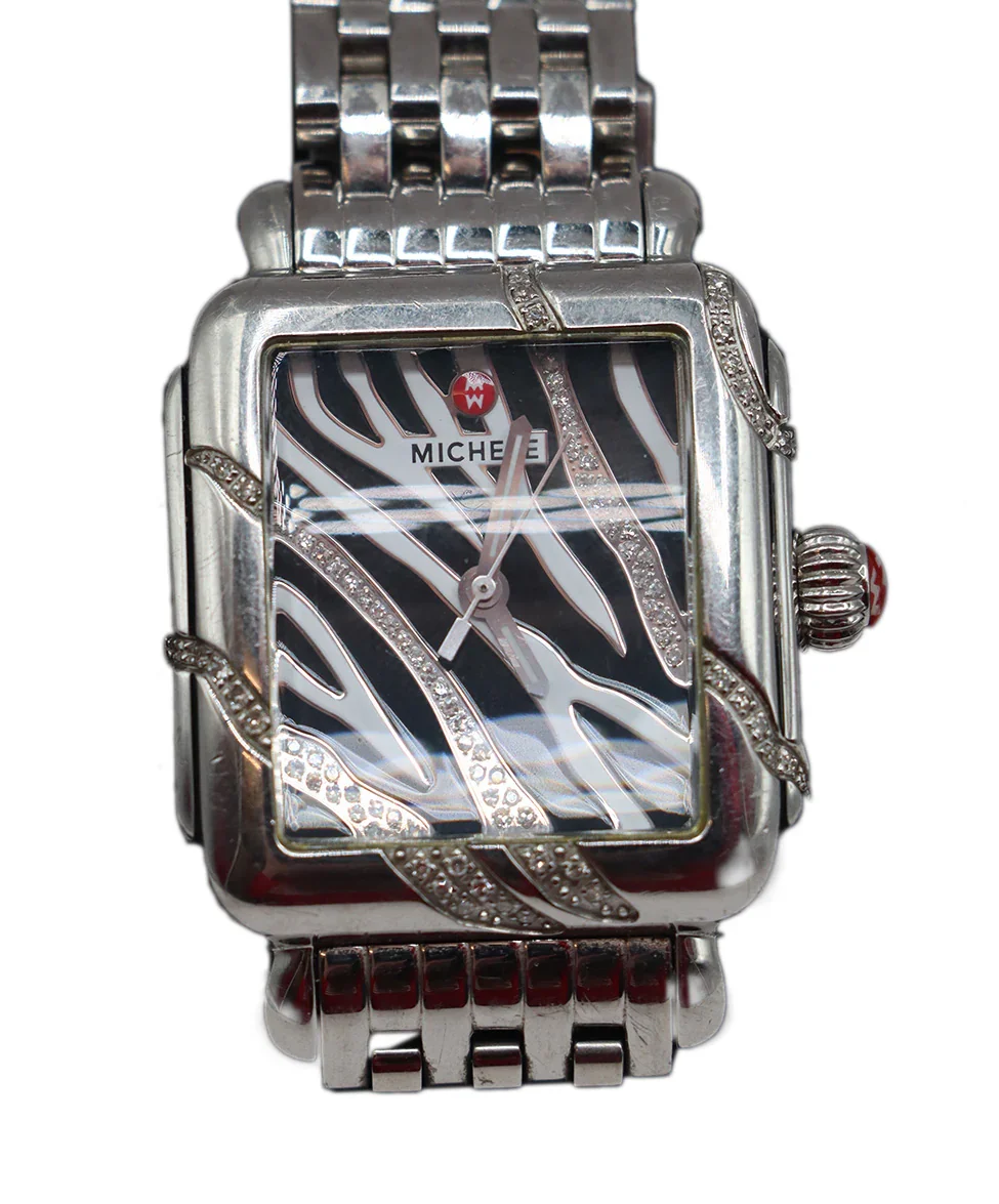 Michele Metallic Silver Stainless Steel Diamond Watch - Image 4