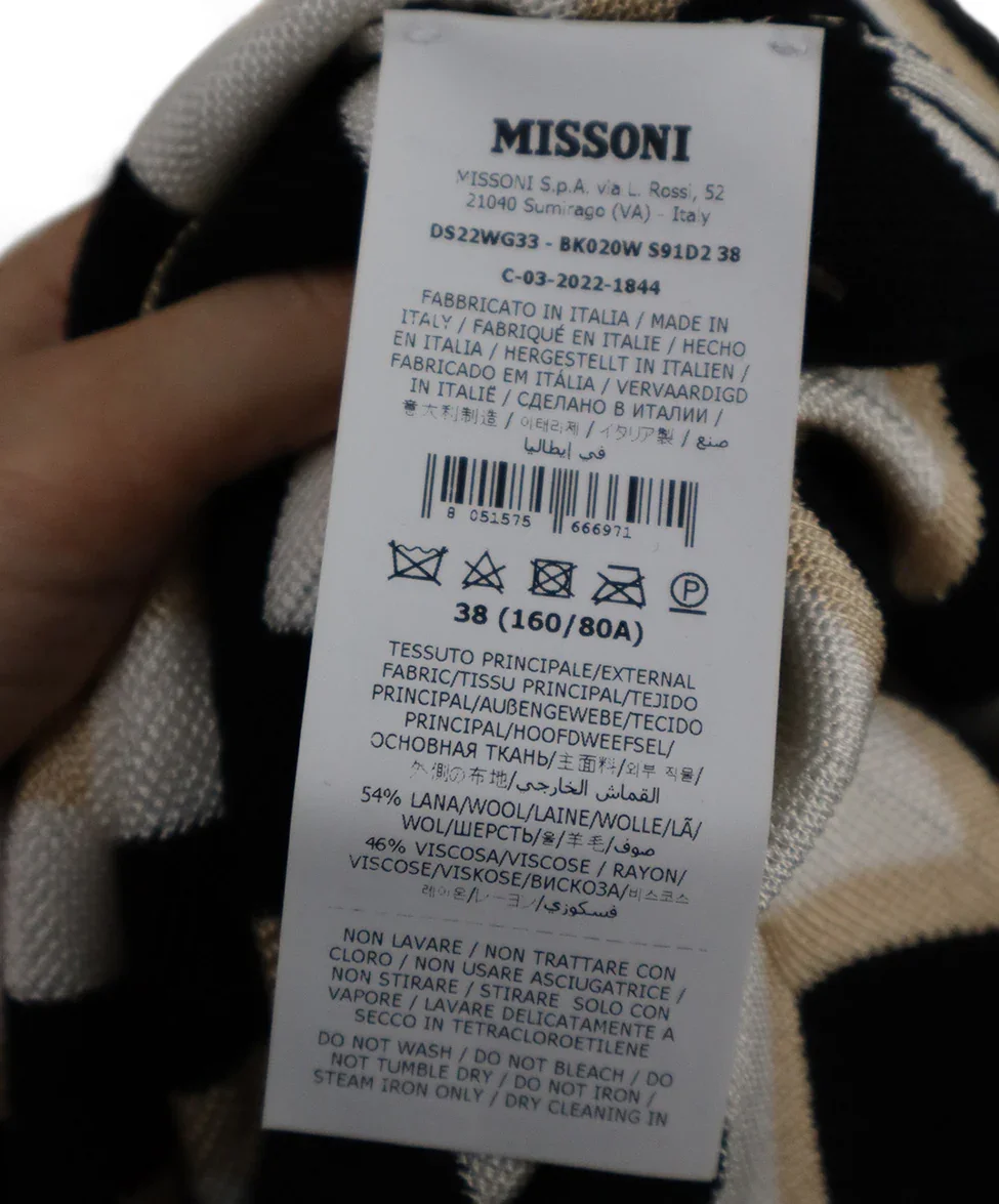 Missoni Black White & Beige Wool Dress sz 6 - Image 5
