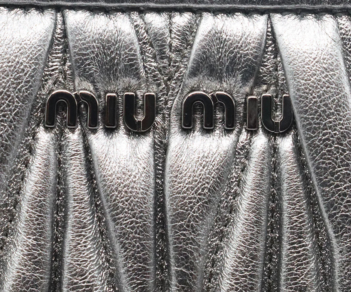 Miu Miu Metallic Silver Leather Wristlet - Image 8