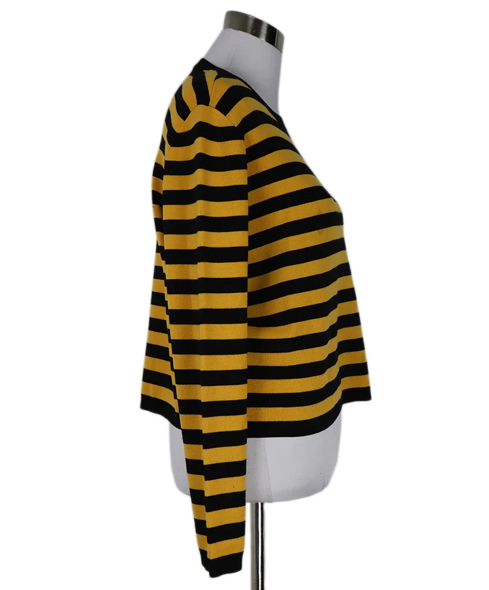 Miu Miu Yellow & Black Striped Cashmere Sweater sz 8 - Image 2