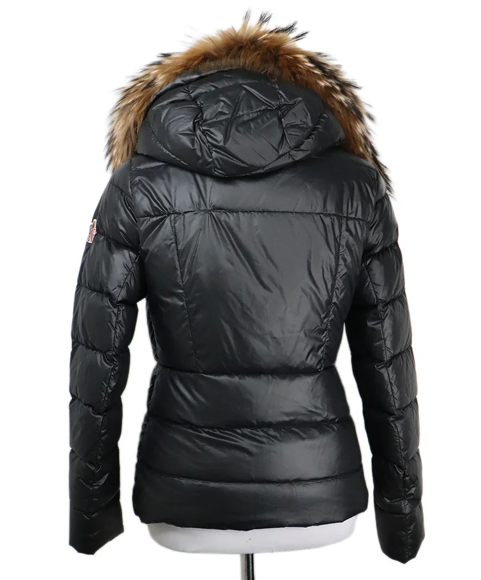 Moncler Black Puffer Jacket with lining and hood Sz 0 - Image 3