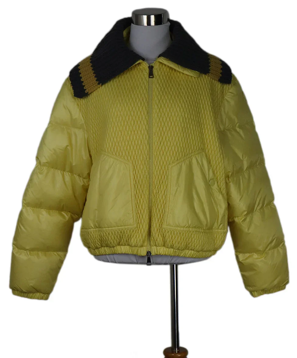 Moncler Yellow & Grey Down Puffer w/ Knit Collar sz 4