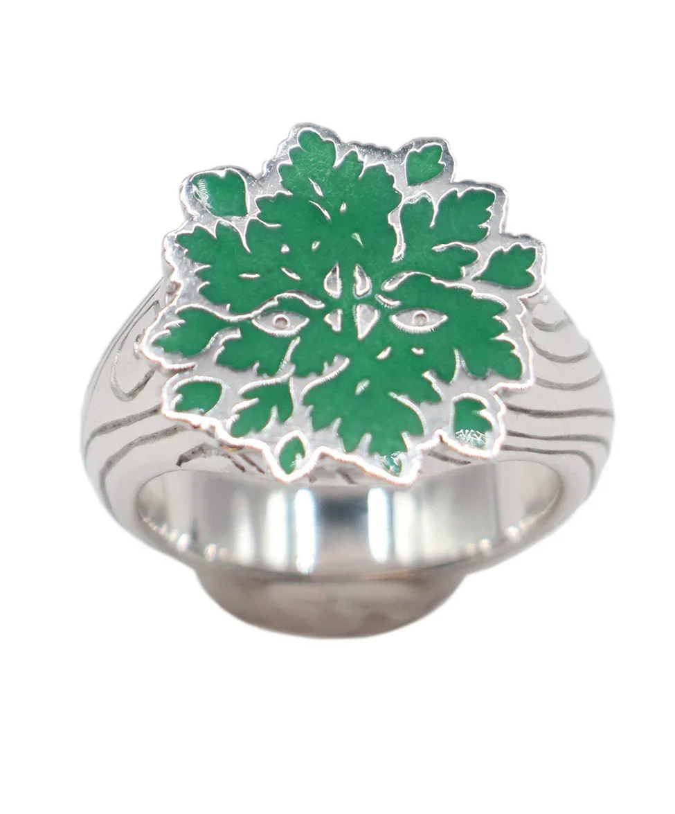 Motley X Coline Metallic Sterling Silver Green Enamel Ring