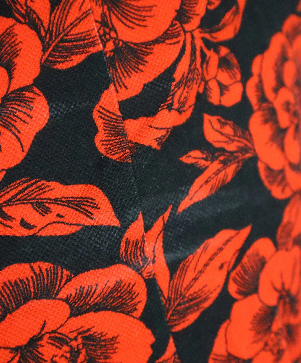 Msgm Black & Red Floral Print Polo sz 4 - Image 6