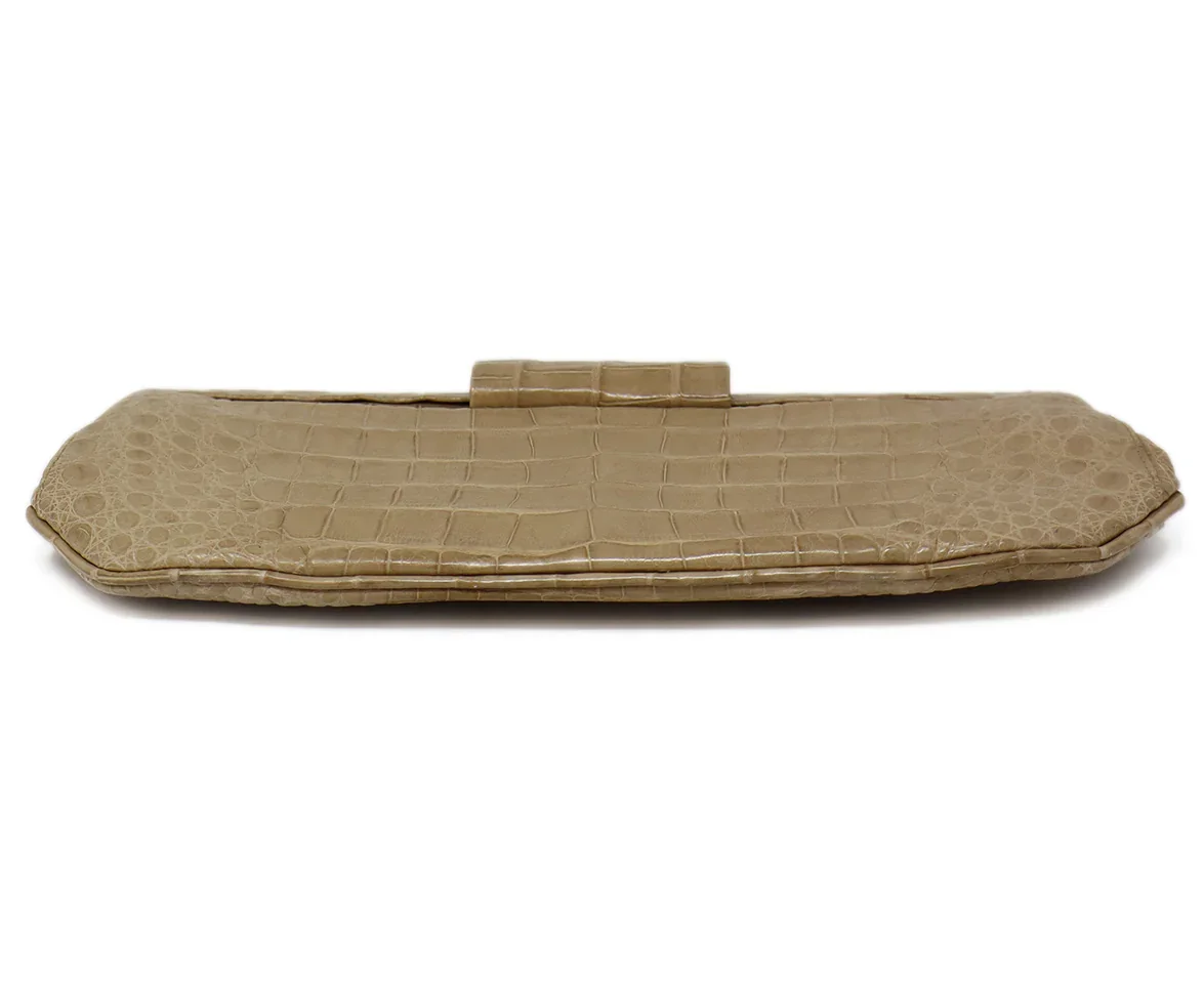 Nancy Gonzalez Beige Crocodile Leather Clutch - Image 4