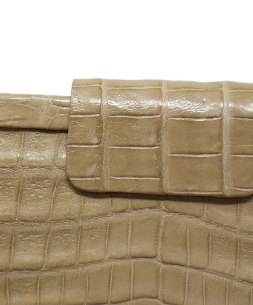 Nancy Gonzalez Beige Crocodile Leather Clutch - Image 9
