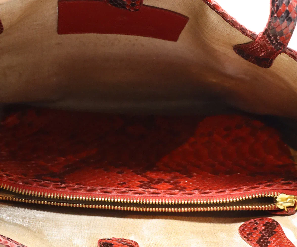 Nancy Gonzalez Red & Black Python Tote - Image 6