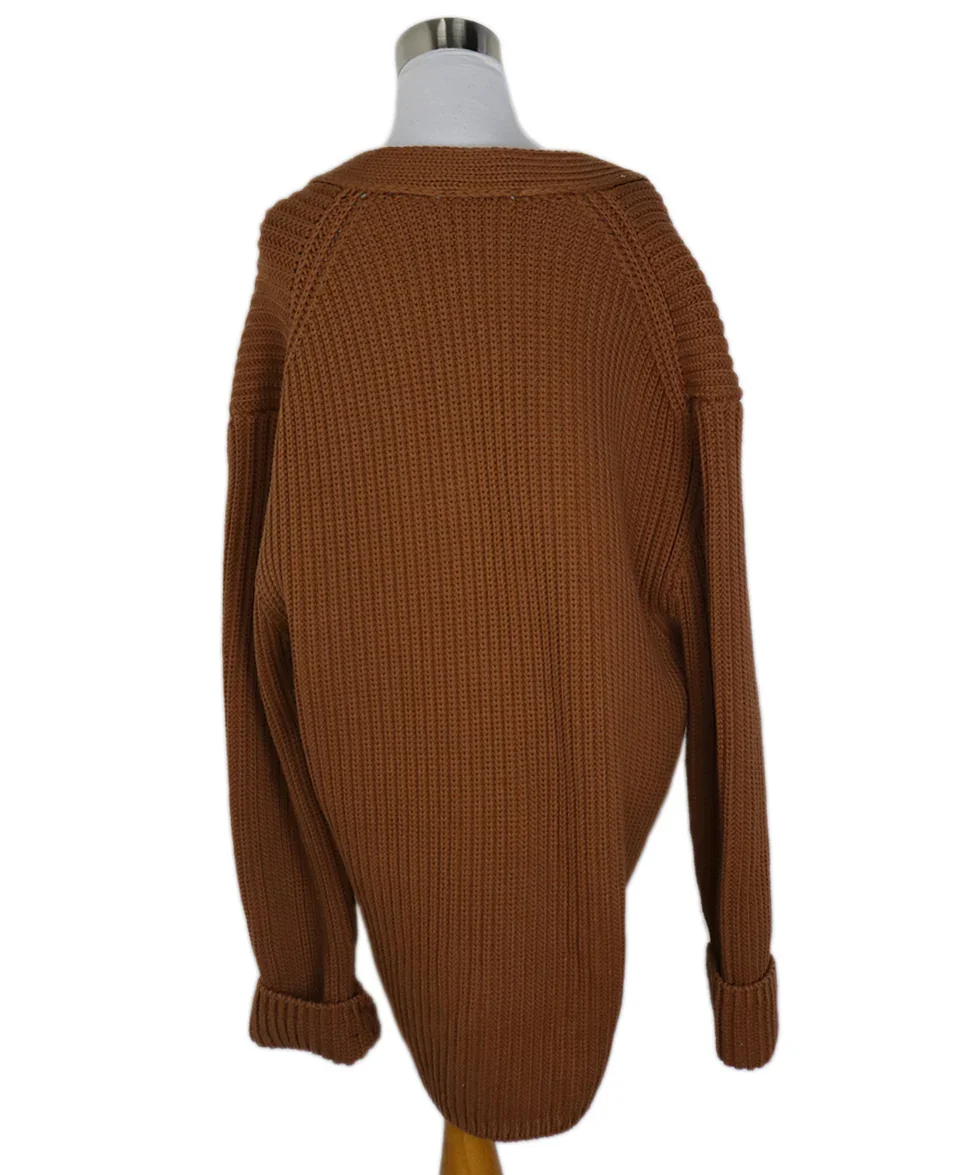 Nanushka Brown Tobacco Cotton Cardigan Sweater sz 6 - Image 3