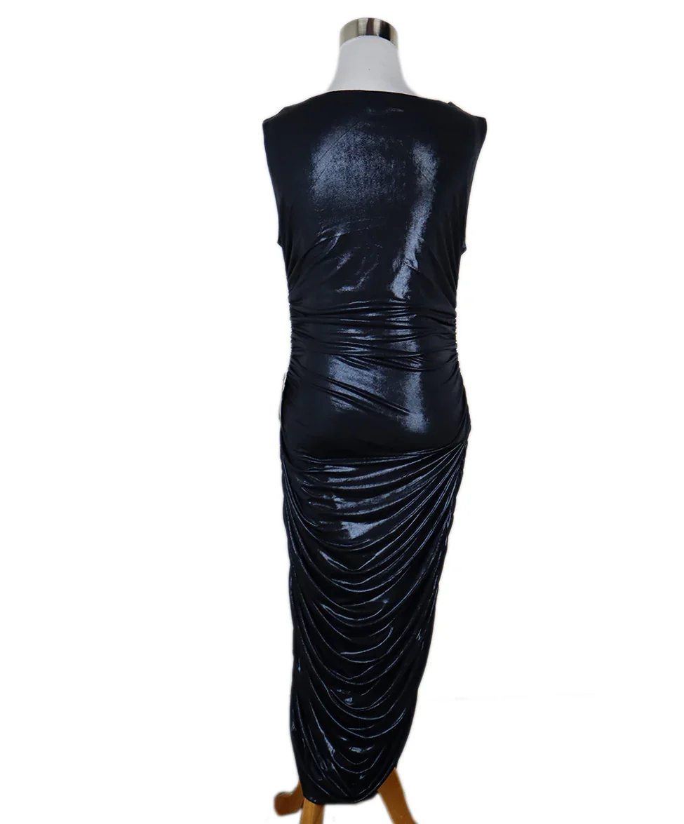Norma Kamali Metallic Navy Evening Dress sz 2 - Image 3