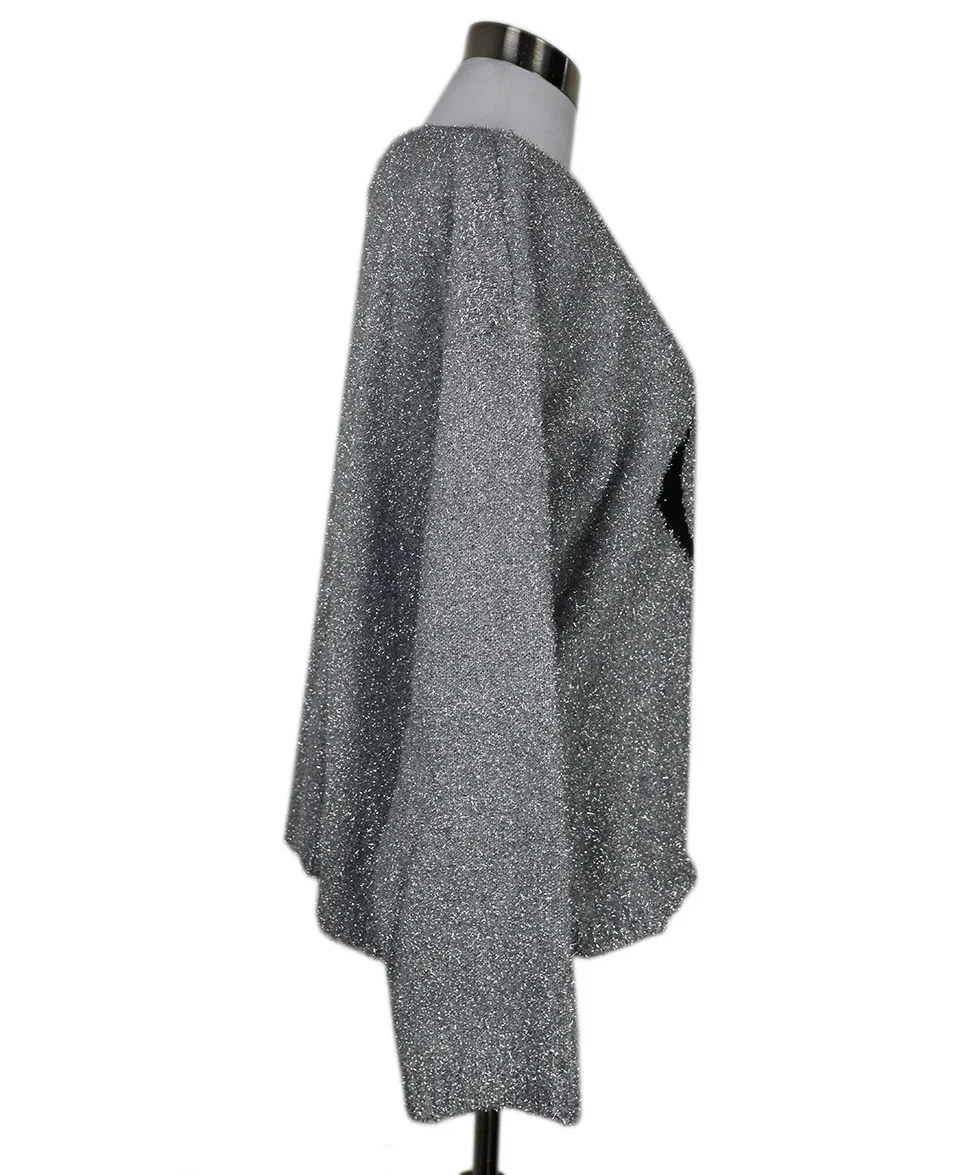 Off White Silver Lurex Sweater sz 6 - Image 2