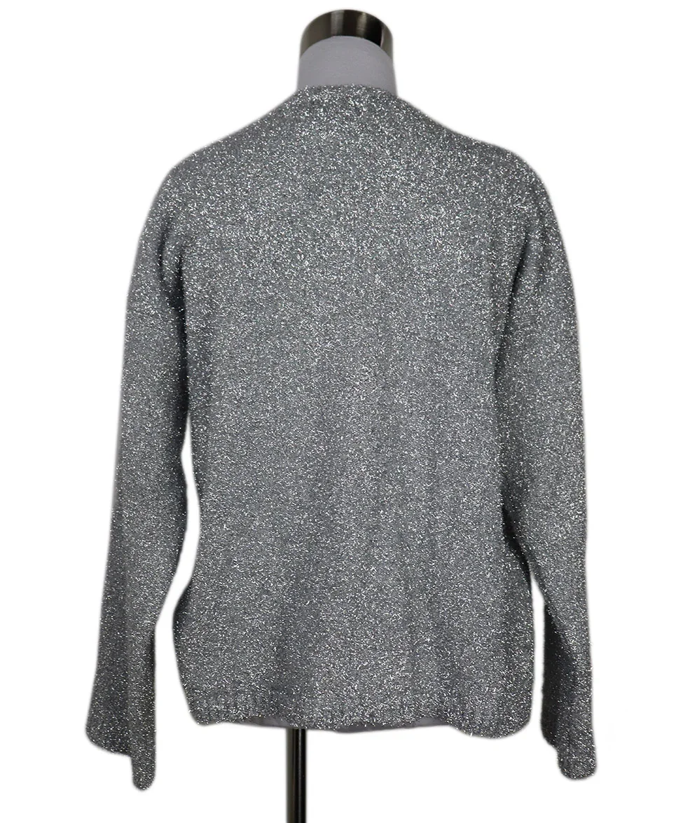 Off White Silver Lurex Sweater sz 6 - Image 3