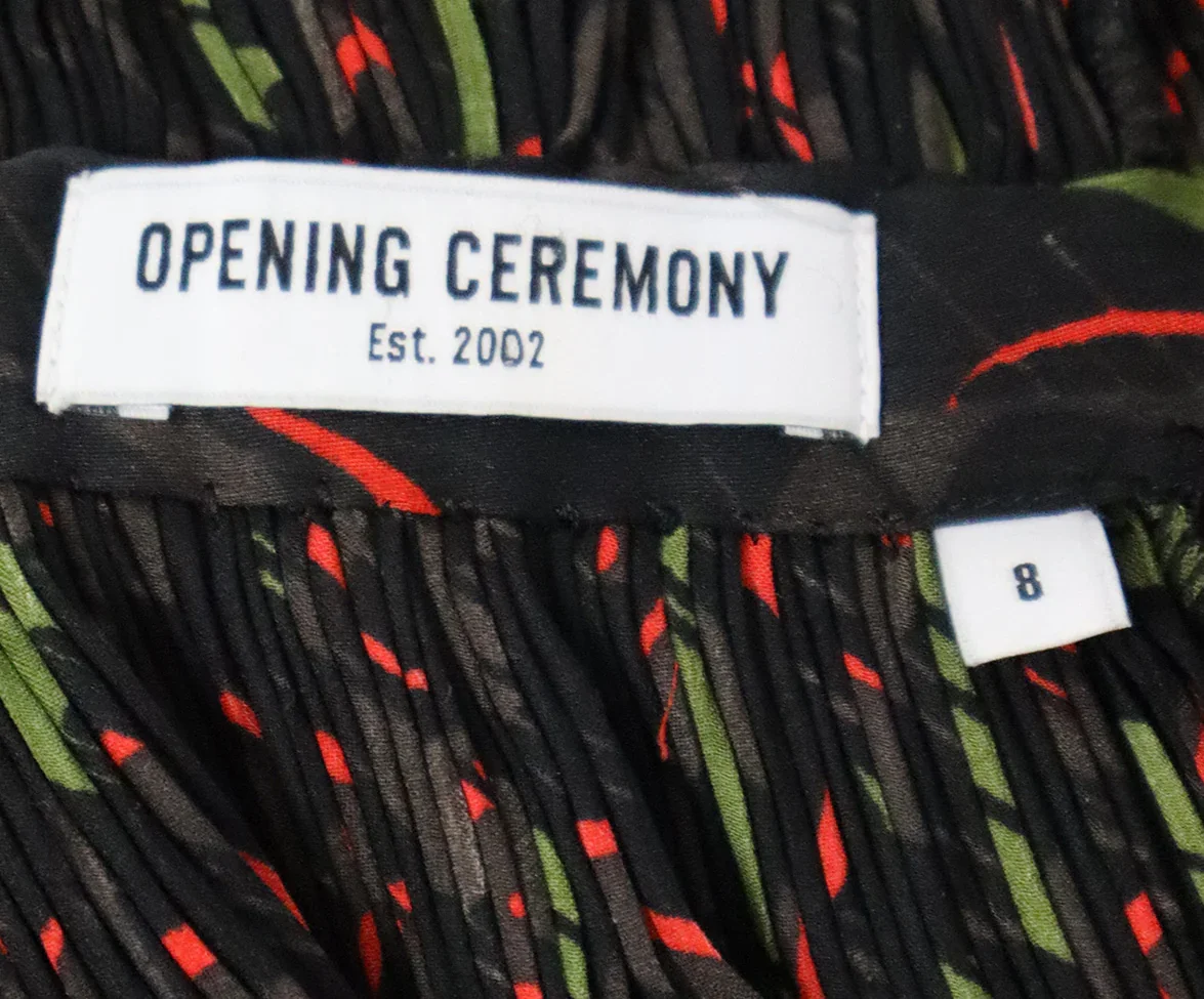 Opening Ceremony Size 8 Black Red Green Polyester Dress - Image 4