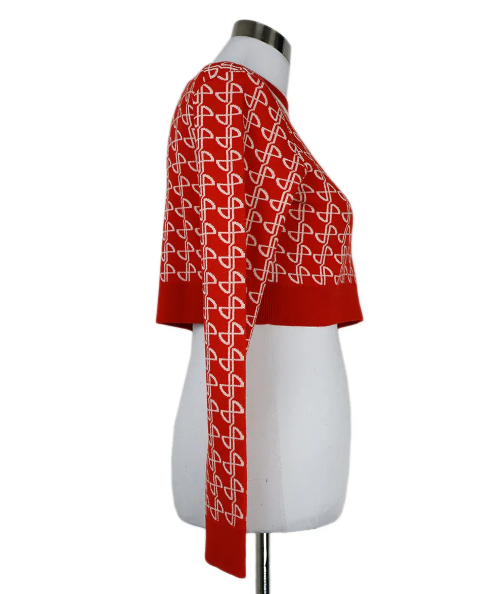 Patou Red & White Print Wool Crewneck sz 2 - Image 2