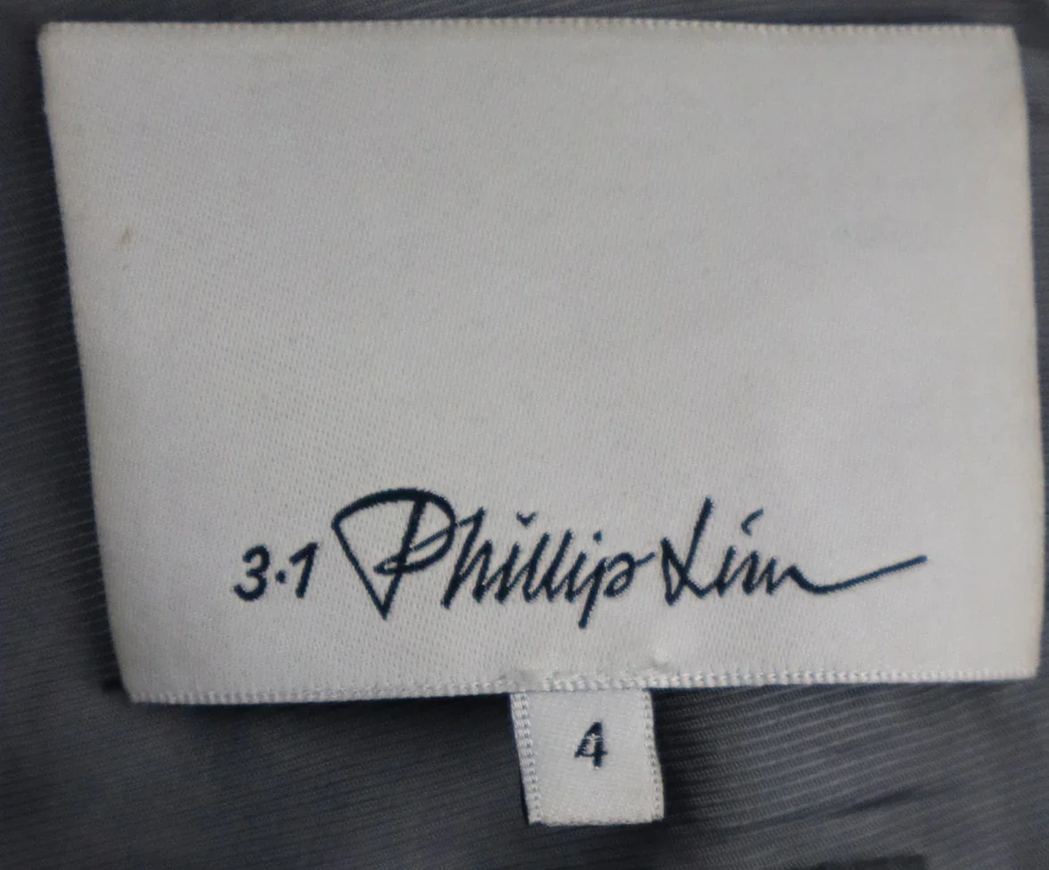 Phillip Lim Black Leather & Grey Wool Biker Jacket sz 4 - Image 4