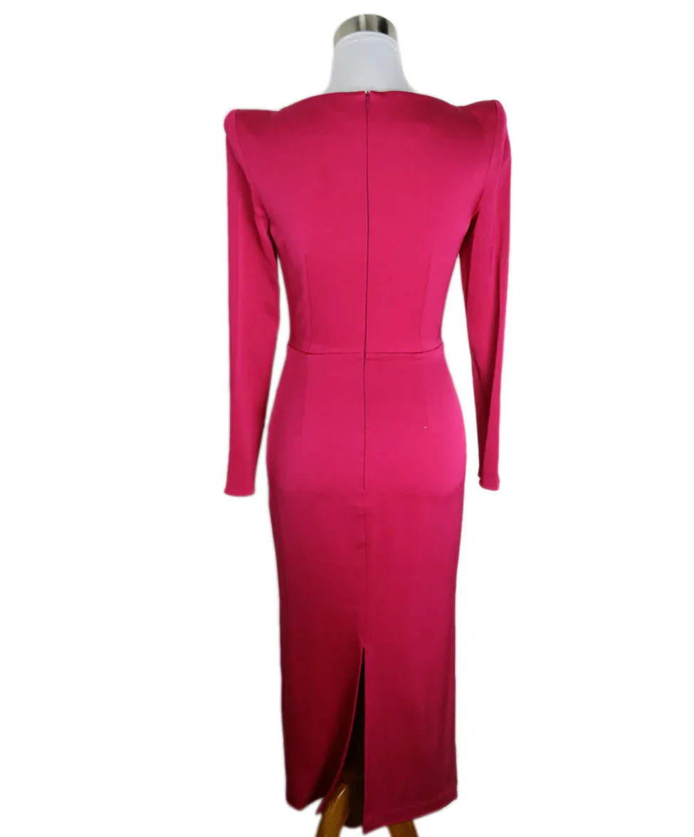 Alex Perry Pink Fuchsia Acetate Long Dress sz 4 - Image 3