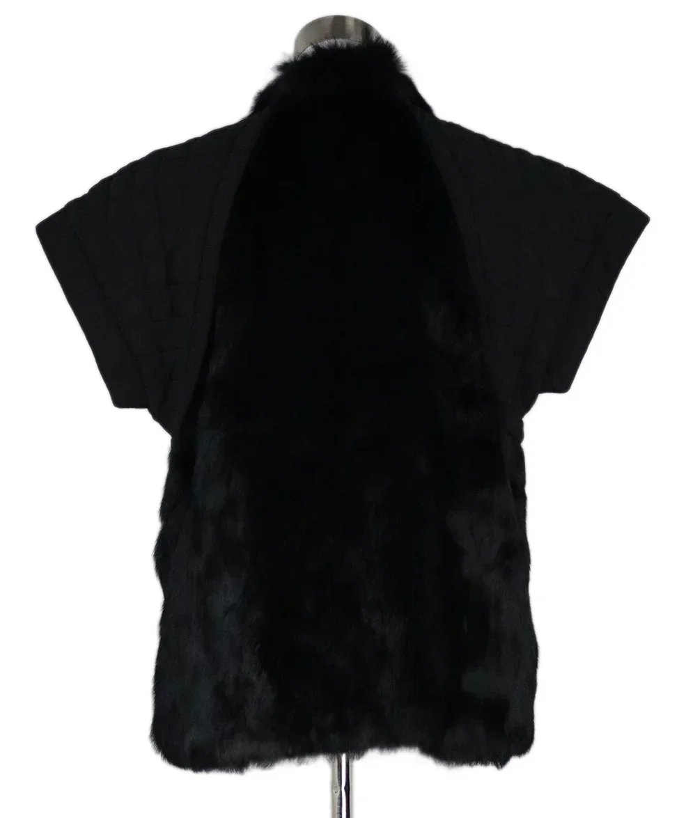 Pologeorgis Black Nylon Vest With Fur Trim sz 4 - Image 3
