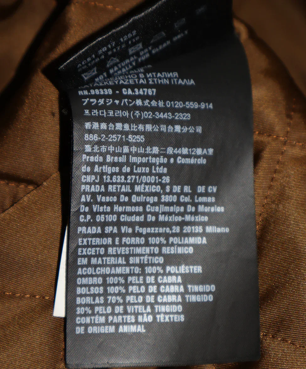 Prada Black Nylon & Brown Fur Trim Coat sz 12 - Image 5