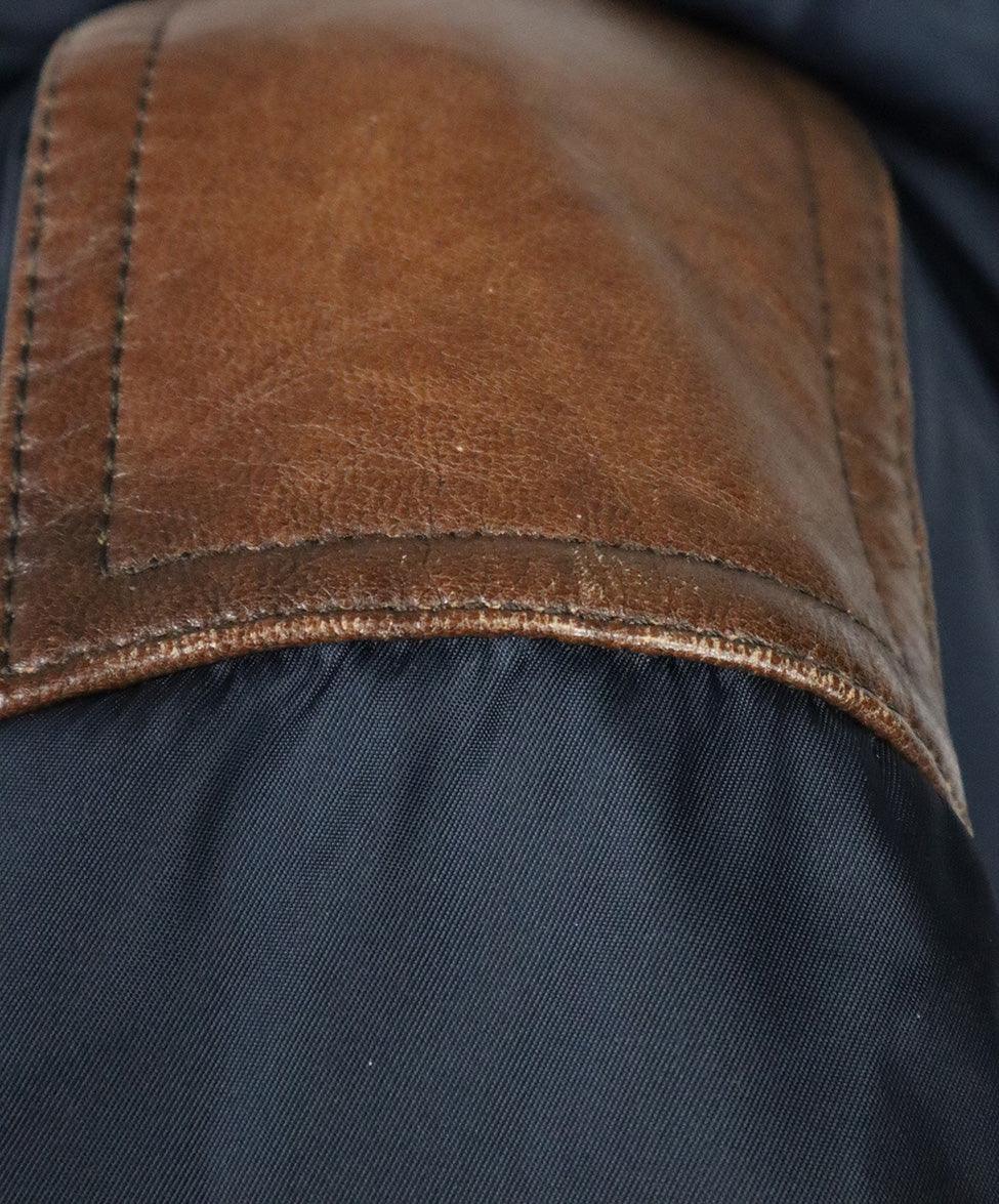 Prada Black Nylon & Brown Fur Trim Coat sz 12 - Image 7