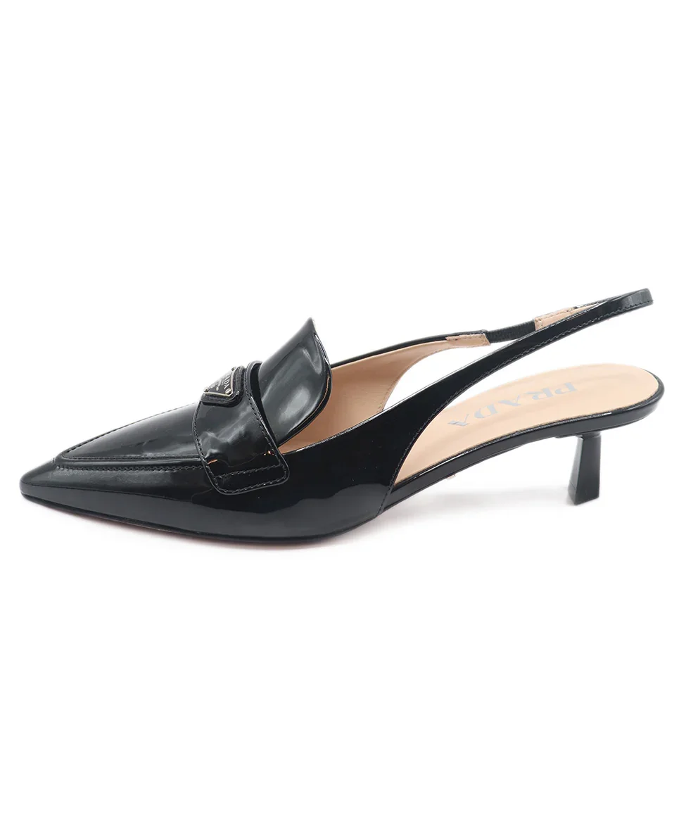 Prada Black Patent Leather Slingbacks sz 7 - Image 2