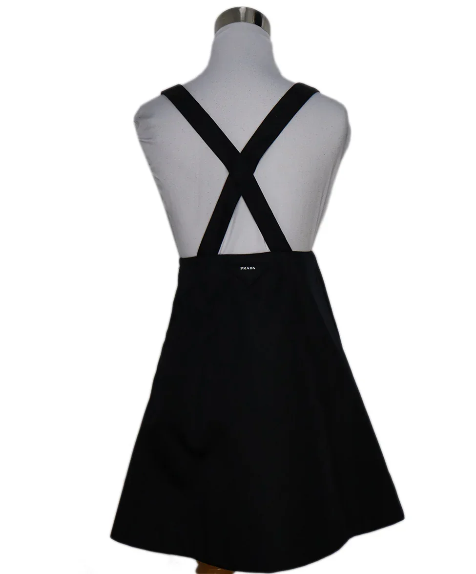 Prada Black Nylon Rhinestone Dress sz 2 - Image 3