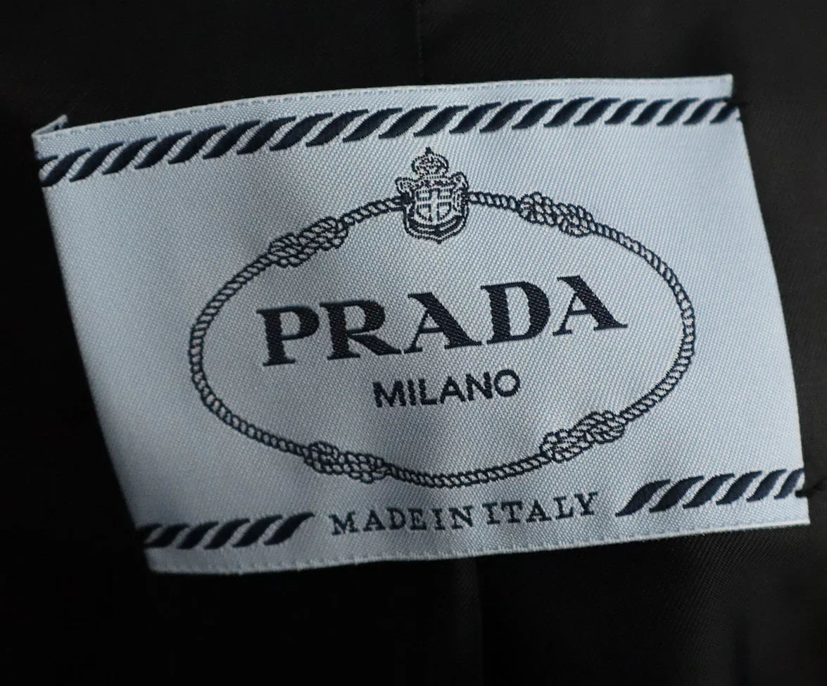 Prada Black Wool & Silk Blazer w/ Rhinestone Trim sz 4 - Image 4