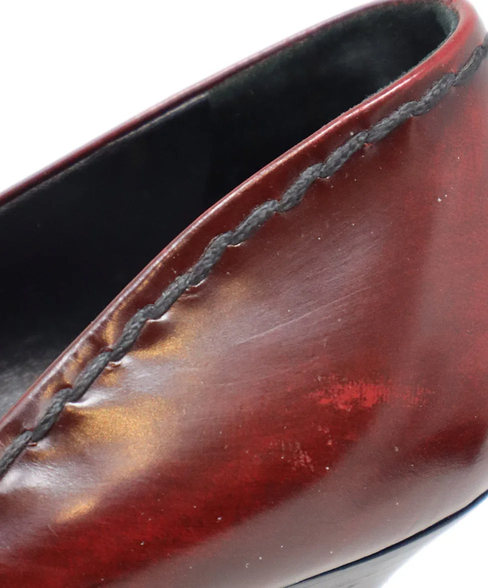 Prada Burgundy Leather Stitched Heels sz 10.5 - Image 9