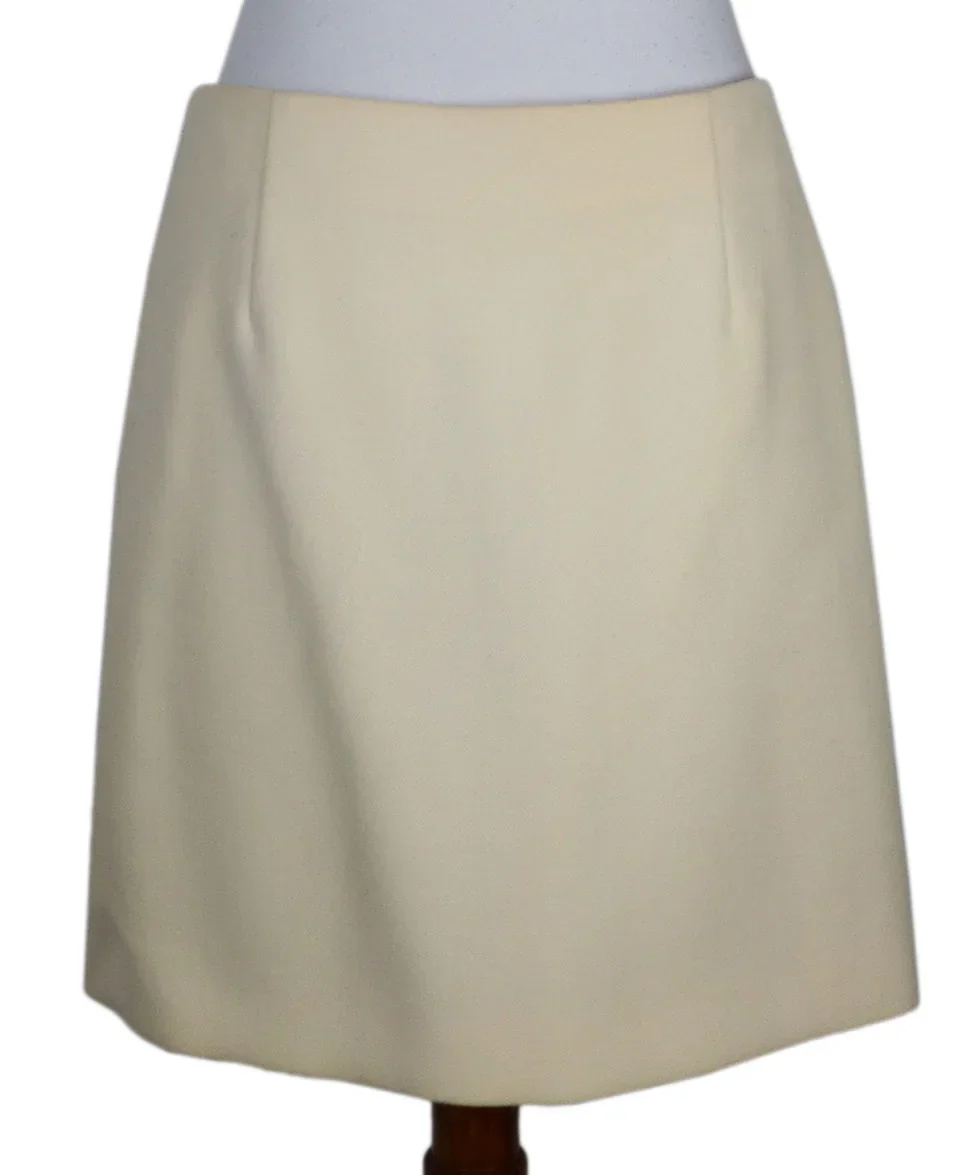 Prada Cream Wool Gold Button Skirt sz 6 - Image 3