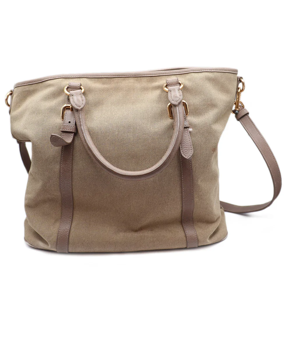 Prada Neutral Beige Cashmere Leather Handbag - Image 3