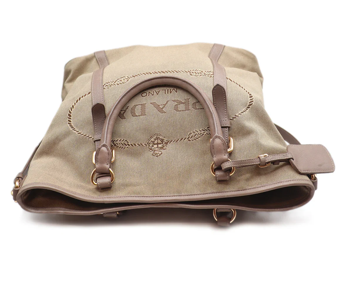 Prada Neutral Beige Cashmere Leather Handbag - Image 5