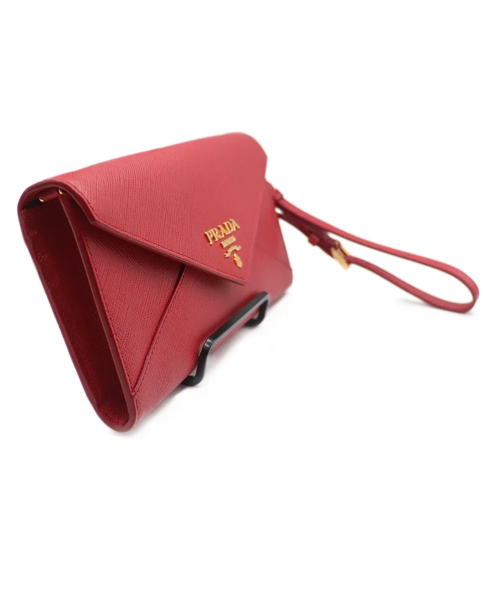 Prada Red Leather Wrislet Handbag - Image 2