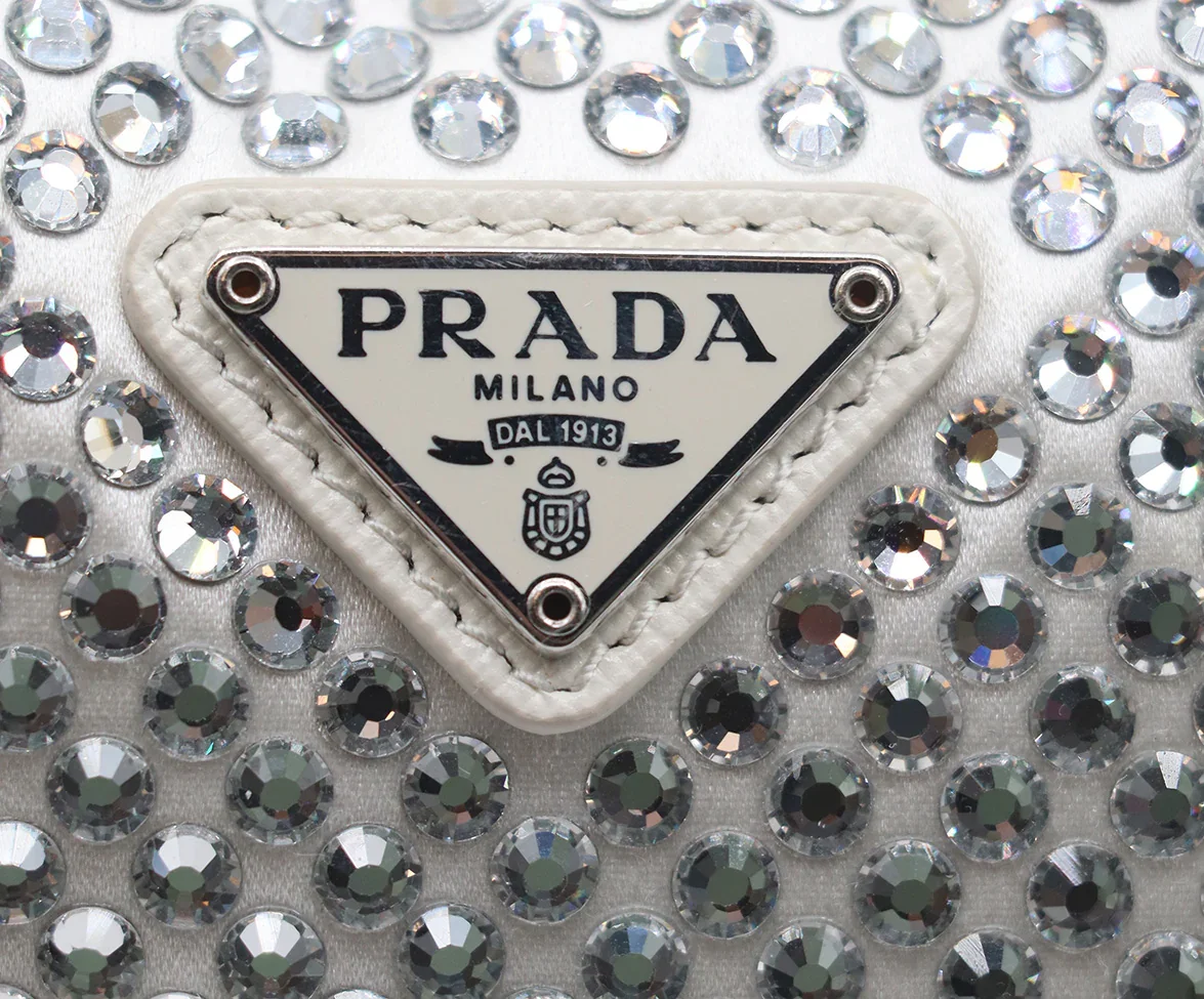 Prada White Rhinestone Re-Edition Shoulder Bag - Image 10