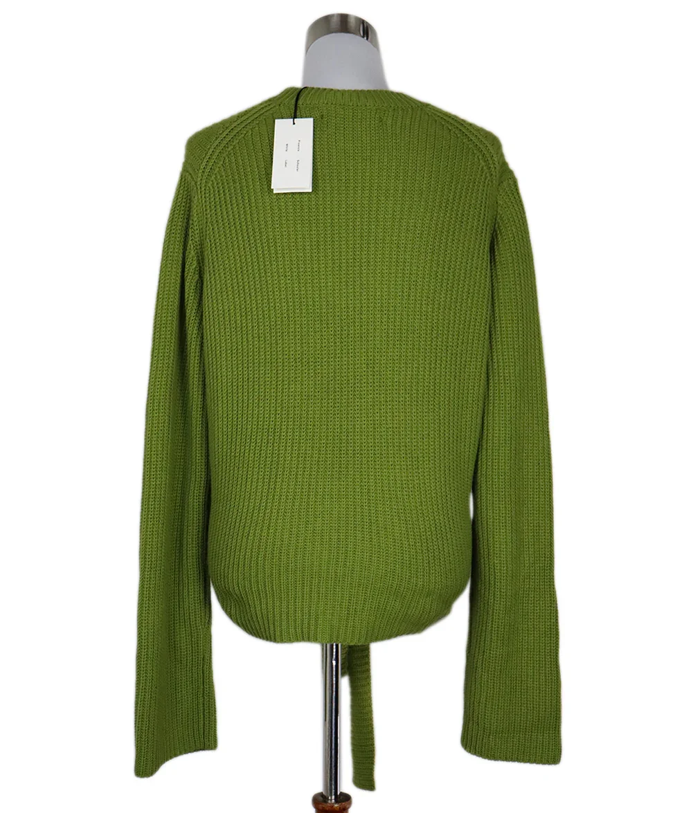 Proenza Schouler Green Cableknit Sweater sz 8 - Image 3