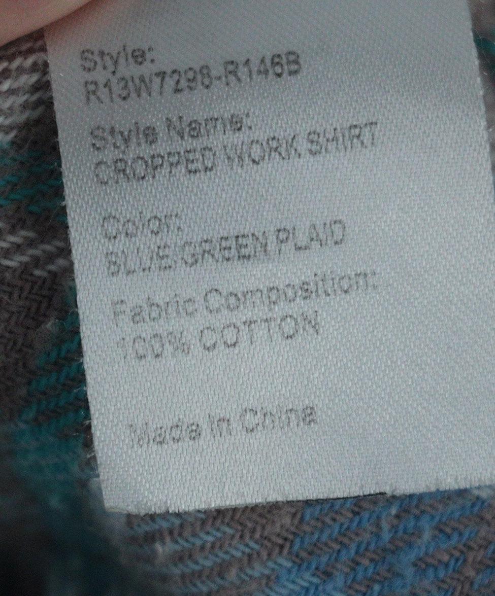 R13 Turquoise Plaid Flannel Shirt sz 4 - Image 5