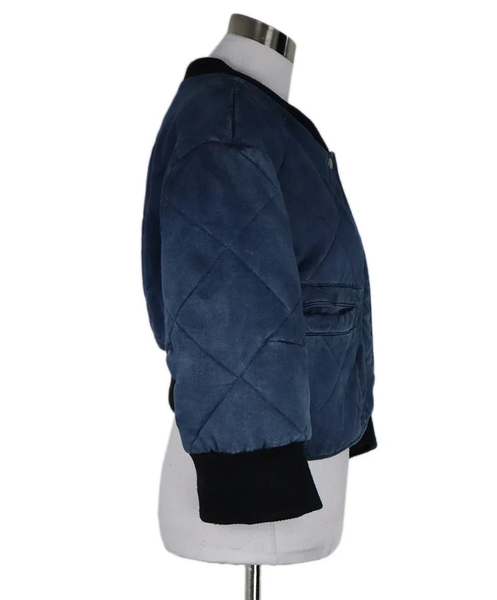 Rachel Comey Blue Quilted Bomber Jacket With Black Trim sz 2 - Image 2